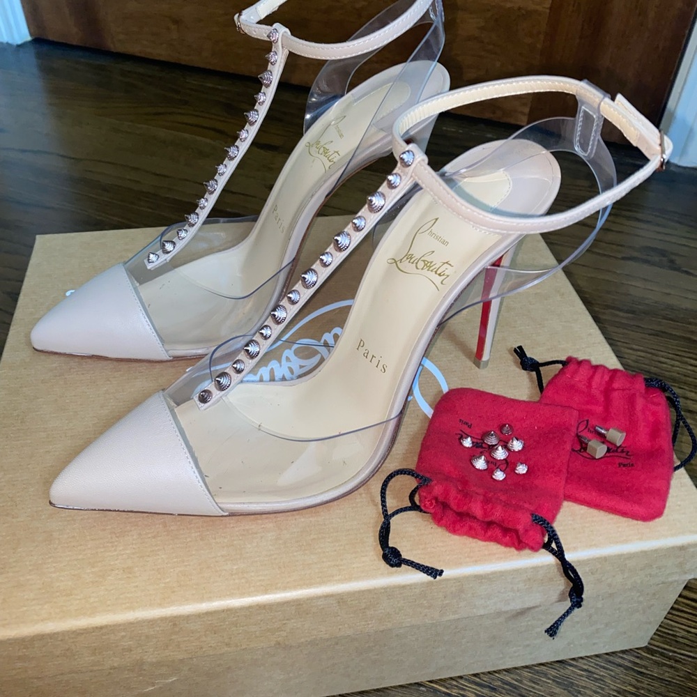 Christian Louboutin Nosy Spikes 100mm pump size 38.5